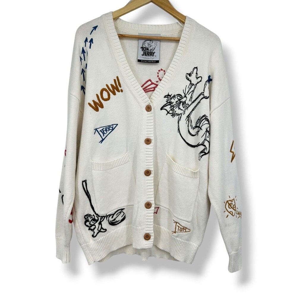 Peacebird x Tom and Jerry Collection Oversized XS V Neck Cardigan Sweater